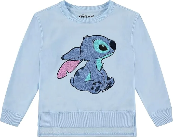 Lilo & Stitch Girls Sweatshirt -Jumbo Print and Embroidery Disney's Stitch Sweatshirt- Sizes 4-16