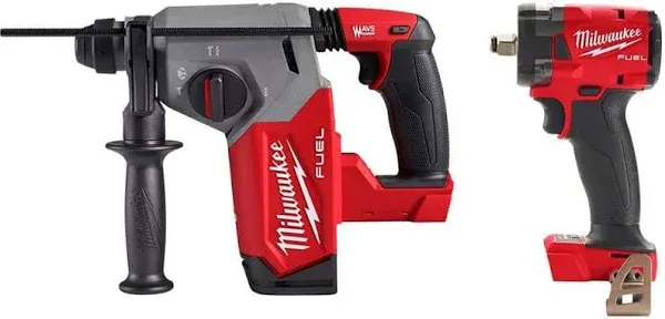 Milwaukee SDS-Plus Rotary Hammer 1&#034; + Impact Wrench 1/2&#034; 18V Li-Ion Brushless