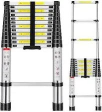 Telescoping Ladder 12.5FT Aluminum Alloy Folding Portable Multi-Purpose Indoor Outdoor Work 