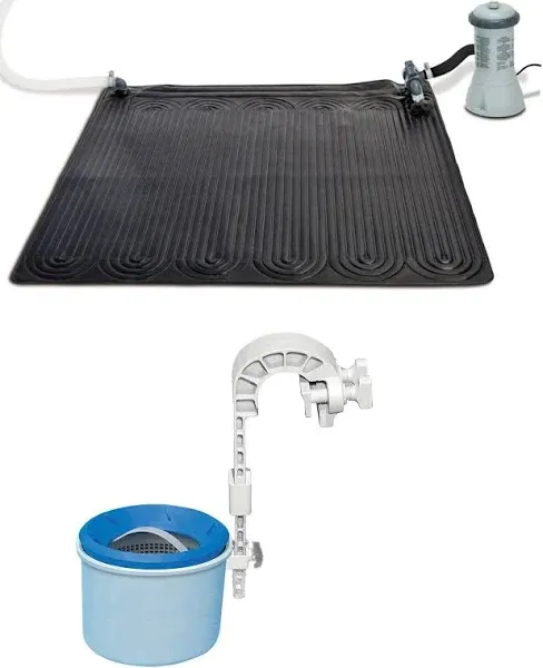 Solar Mat Water Heater - Black Bundled w/Wall-Mounted Automatic Skimmer