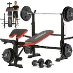 OPPSDECOR 8 in 1 650lbs Weight Bench Adjustable Workout Bench Set with Squat ...