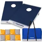 TRIUMPH SPORTS USA All-Weather Aluminum 2x3 Cornhole Set - Includes 2 Boards, 8 Cornhole Bags, and Travel Case,Blue