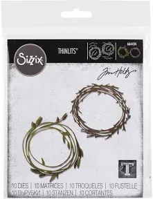 Sizzix Thinlits Funky Wreaths #664434 10pk set Retail $19.99 designer Tim Holtz