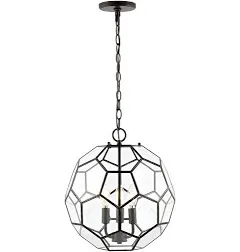 Bee 13.5" 3-Light Modern Farmhouse Iron/Glass LED Pendant