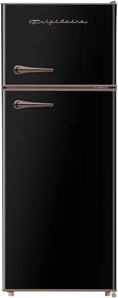 Frigidaire EFR768-BLACK Retro Apartment Size Refrigerator with Top Freezer-2 Fridge with 7.5 Cu Ft of Storage Capacity, Adjustable Spill-Proof Shelves, Door & Crisper Bins, Black