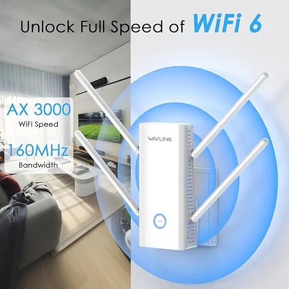 WAVLINK AX3000 WiFi Extender, WiFi 6 Range Extender Signal Booster for Home Booster up Dual Band