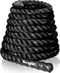 Yes4All 1.5/2 Inch Battle Ropes with Extra Protective Sleeve, Workout Ropes for Cross-Training Home Gym & Fitness Exercises, Strength Training - 30,40,50 Feet Lengths Available