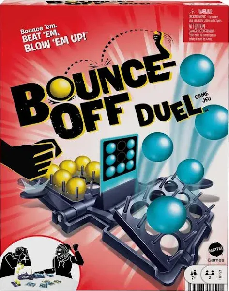 Mattel Games Bounce-Off Duel 2-Player Game for Kids, Teens & Adults, Slam The Paddles & Balls Pop Out with Challenge Cards