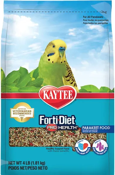 Kaytee Forti-Diet Pro Health Parakeet Pet Bird Food, 4 Pound Bird Seed Mix