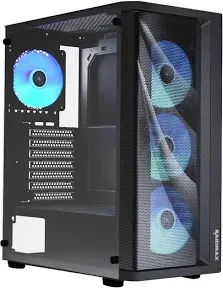 Raidmax MESHIAN X922 ATX Desktop Computer Gaming PC Case Mid Tower PC Case pre-Install x 4 addressable RGB ARGB Fans ATX PC Case USB 3.0 USB Tempered Glass PC Case Mesh Window Computer Case (Black)