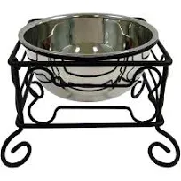 YML Wrought Iron Stand with Single Stainless Steel Feeder Bowl