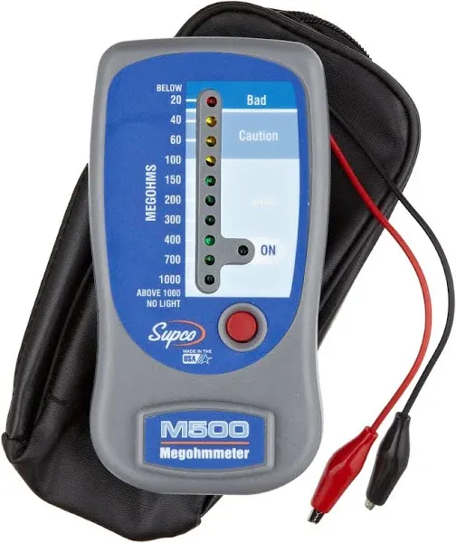 Supco M500 Insulation Tester/Electronic Megohmmeter with Soft Carrying Case