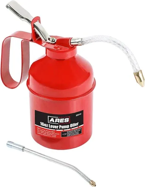 ARES 55010 - 16oz Red Lever Style Oiler Can