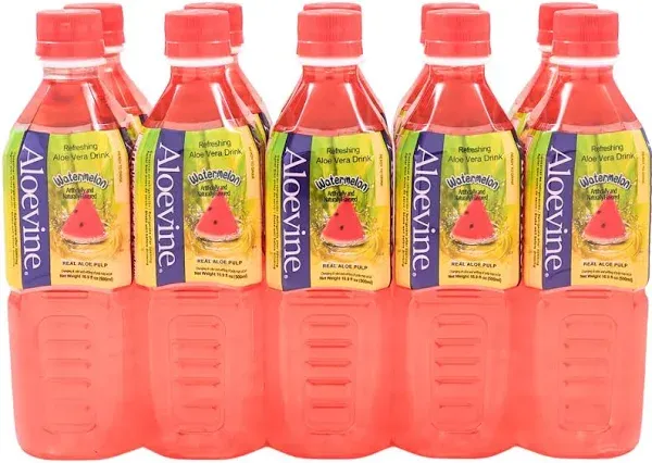 Aloevine Aloe Vera Juice Drink Watermelon Pure with Chunks of Aloe