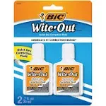 BIC&#174; Wite-Out Quick Dry Correction Fluid, 20 mL Bottle, White, 2/Pack ;