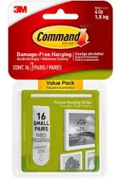 Command Picture Hanging Strips Value Pack, 12 Pairs: 8-Medium, 4-Small Pairs, De