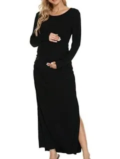 Smallshow Women's Long Sleeve Split Ruched Maternity Dress