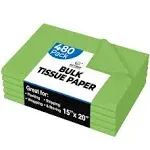 480 Sheets Bulk Lime Green Tissue Paper - 15&#034; x 20&#034; Packing Paper Sheets for ...