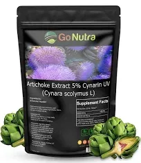 Go Nutra Artichoke Extract Powder Potent 5% Cynarin Artichoke Powder Pure Artichoke Leaf & Stem