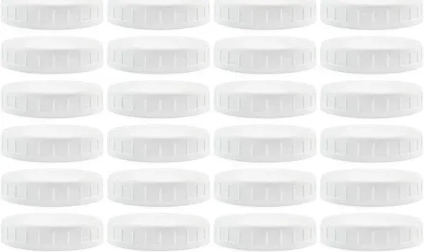 Cornucopia Wide Mouth Plastic Mason Jar Lids 24-Pack Bundle 2 Dozen Unlined W...