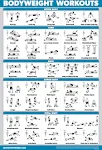 QuickFit Bodyweight Workouts and Stretching Exercise Poster Set - Laminated 2 Chart Set - Body Weight Exercise Routine & Stretching Workouts Laminated