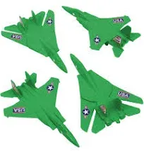 TimMee Plastic Army Men Combat Fighter Jets - 4pc OD Green Airplanes Made in USA