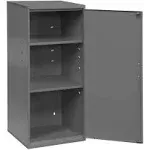 Utility Cabinet, Steel, 3 Shelves, Built In Lock Attachment, Key Hole Slots For Wall Mounting, Gray