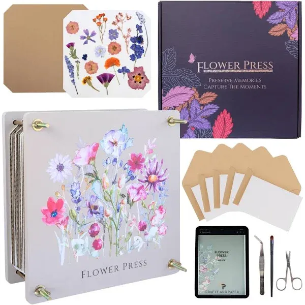 Extra Large Flower Press - Durable Design Flower Pressing Kit W/Wood, Cardboard,