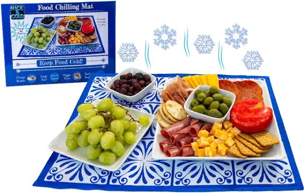 Reusable Freezable Ice Mat for Keeping Food Trays, Cheese Boards, Deli Meat, Veggie Plates, & Sushi Fresh and Cold – Charcuterie Chilling Mat – Perfect for Picnics & Parties!