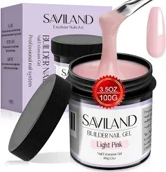 Saviland 100g Builder Nail Gel – 3.53oz Rose Pink Hard Gel for Nails Large Capacity Nail Strengthen Gel for Nail Extension Nail Art Manicure Starter U V Nail Gel for Professional Nail Salon Home DIY