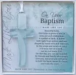 On Your Baptism Beautiful Baby Handmade Aqua Glass Cross - Treasured Baptism 