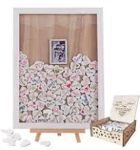 Wedding Guest Book Y&amp;K Homish Drop Top Frame Sign Book with 100PCS Wooden He...