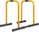 Relife Rebuild Your Life Dip Station Functional Heavy Duty Dip Stands Fitness Workout Dip Bar Station Stabilizer Parallette Push Up Stand, Yellow