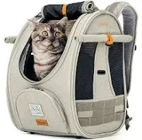 ibiyaya - Adventure Cat Carrier Backpack - Airline Approved Cat Backpack for Cats or Pets Under 19 Pounds - Ventilated Cat Backpack with Safety Tether, for Travel, Hiking, and Outdoor Use - Gray