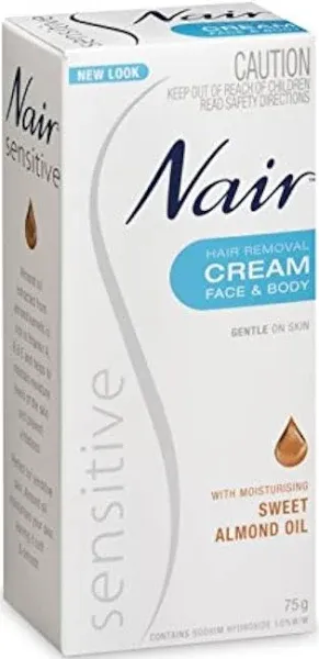 Nair Hair Removal Sensitive Cream - For Dry & Sensitive Skin - Legs & Body - with ...