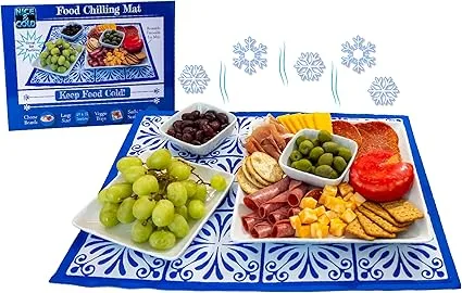 Reusable Freezable Ice Mat for Keeping Food Trays, Cheese Boards, Deli Meat, Veggie Plates, & Sushi Fresh and Cold – Charcuterie Chilling Mat – Perfect for Picnics & Parties!