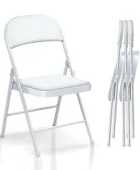 Fujampe Folding Chairs with Cushion Padded Folding Steel Frame for Outdoor Indoor Office Wedding Party Events