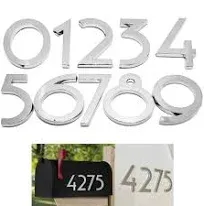 Diggoo 10 Pack Mailbox Numbers 0-9, 4 Inch High, Door Address Numbers Stickers for Apartment, House, Room, Office, Cars, Trucks, Silver Plating Process Number Sign