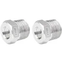 Quickun Stainless Steel Reducing Hex Bushing, 3/4" Male NPT to 1/2" Female NPT, Reducer Bushing Pipe Hose Fitting （Pack of 2）