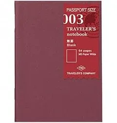 TRAVELER'S COMPANY #003 Passport Sized Regular Refill Blank