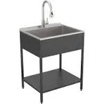 Transolid EWS-2822S-MB 28-in W x 22.1-in D x 35.2-in H Stainless Steel Laundry Sink and Wash Stand, Matte Black