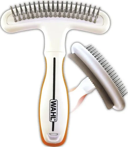 Wahl 2-In-1 Combination Double Row Pet Rake with Hair Shedding Blade for Dog or