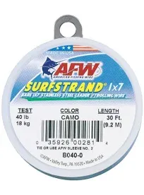 American Fishing Wire Surfstrand Bare 1x7 Stainless Steel Leader Wire