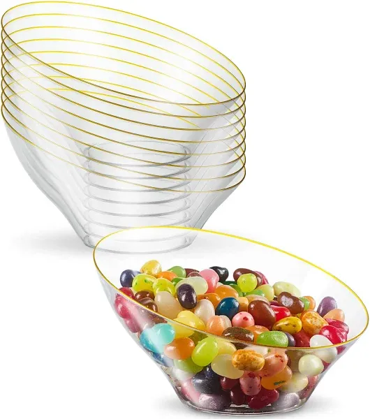 Plasticpro Angled Plastic Serving Bowls Gold Rim Plasticware Disposable Bowls