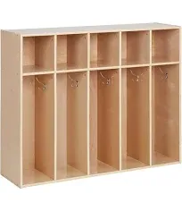 ECR4Kids Streamline 5-Section Toddler Coat Locker, Classroom Furniture, Natural