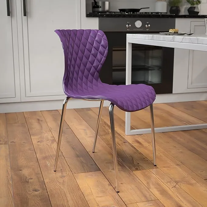 EMMA + OLIVER Contemporary Design Purple Plastic Stack Chair