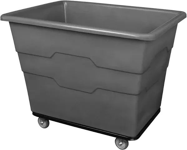 Commercial 16 Bushel Utility Cart with Steel Base, Poly Box Basket Truck, Laundry Cart, and Rolling Trash Bin, 47-Inch x 34.75-Inch x 35.5-Inch, 1000 Pound Weight Capacity, Gray