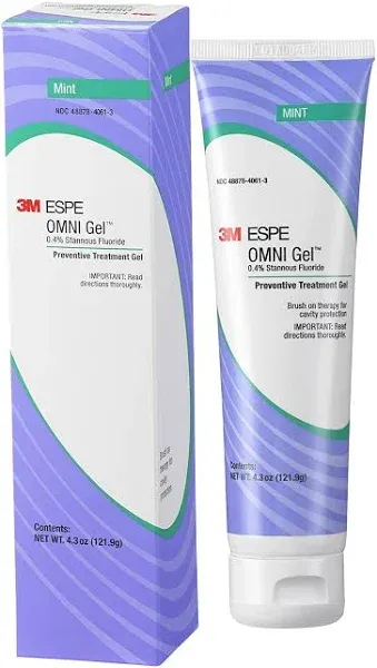 3M Omni Gel 0.4% Stannous Fluoride Brush-On Gel, 12106M, Mint, 4.3 oz Tube