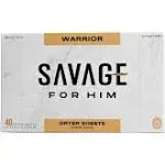 Savage for Him - Warrior Laundry Dryer Sheets - 3 Boxes Of 40 Sheets Each