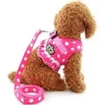 SELMAI Puppy Cat Small Girl Dog Dots Vest Harness Leash Set Mesh Padded No Pu...